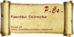 Paschka Csinszka névjegykártya